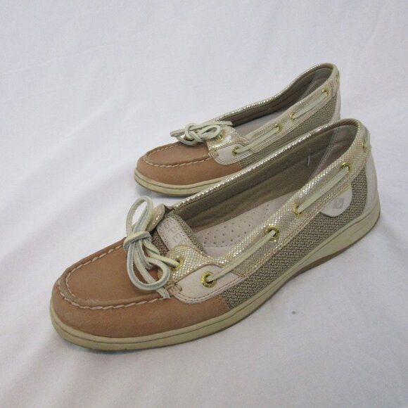 Sperry Top-sider Angelfish Slip-on Boat Shoe STS93484 Linen Oat Metallic 8.5 - Picture 4 of 6